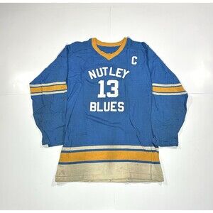 True Vintage 60s Nutley Blues Captain Hockey Jersey Blue Size Medium 1970s Rare